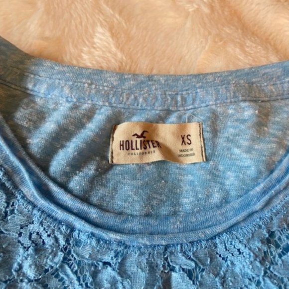 2/$40 Hollister Blue LS top with Sheer Lace Front - Picture 3 of 8